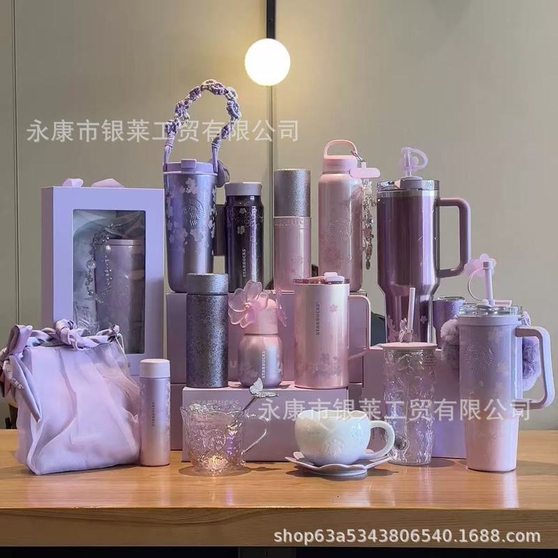 Stanley 40oz Đồng Thương Hiệu Stanley 40oz Twilight Sakura Fluttering Thép Không Gỉ Thermos Cup Ice 