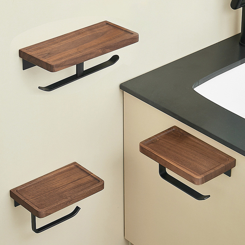 New Product~Walnut wood bathroom toilet paper holder wall-mounted toilet paper rack solid wood tissu