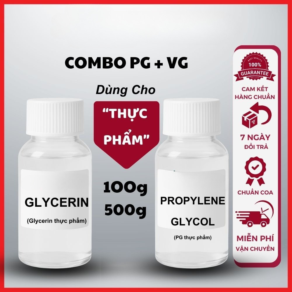 Combo (𝗣𝗚) 𝗣𝗿𝗼𝗽𝘆𝗹𝗲𝗻𝗲 𝗚𝗹𝘆𝗰𝗼l, (𝗩𝗚) 𝗚𝗹𝘆𝗰𝗲𝗿𝗶𝗻 thực vật dùng trong TLĐT, thực phẩm, dược phẩm, mỹ phẩm (