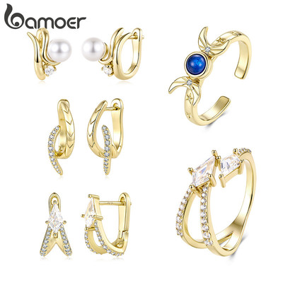 Bông tai Bamoer Vàng Trang sức thời trang tối giản dành cho nữ Quà tặng