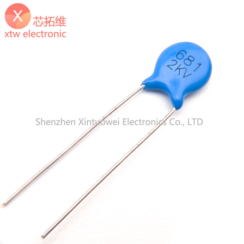 (50 Cái) Tụ điện gốm cao áp 2KV 2KV681 680pF Tụ điện cắm màu xanh