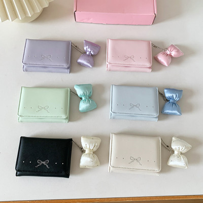 Có thể gập lại Nơ Charm Móc khóa Ví nữ Đa chức năng Hộp đựng thẻ có khóa