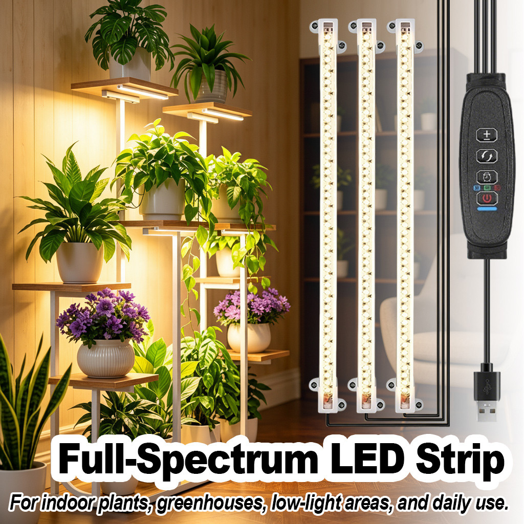 1-4Head Full Spectrum LED Grow Light Strips Có thể điều chỉnh độ sáng với Hẹn giờ Thủy canh USB 220m