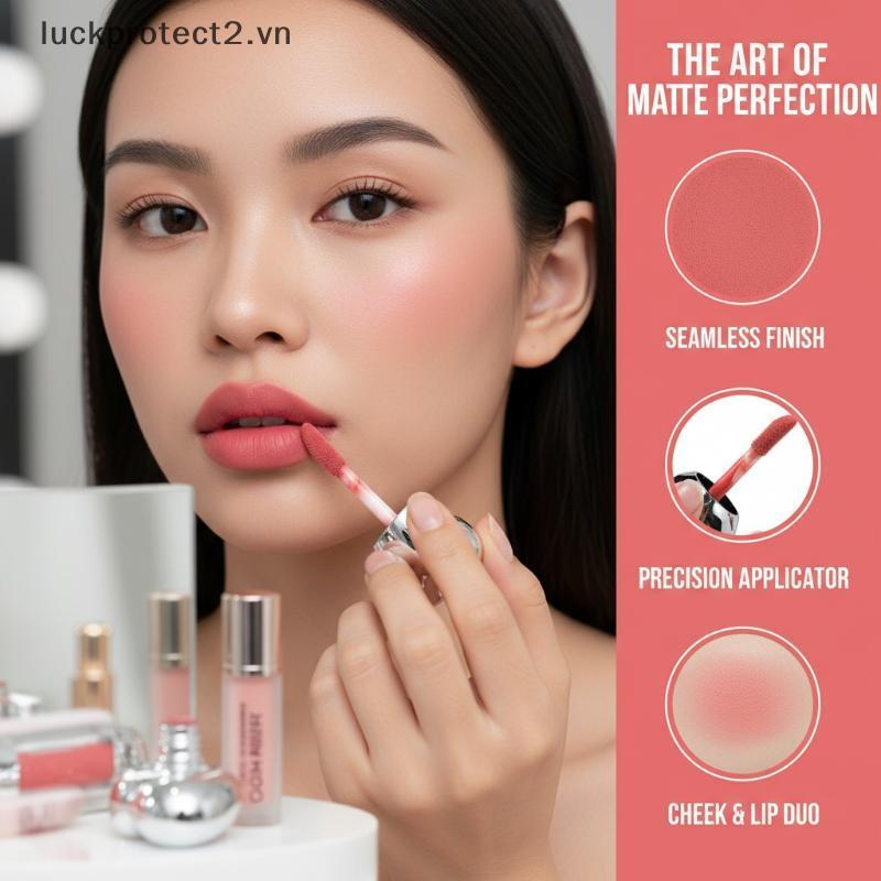 # luckpro # HERORANGE Heart Silky Matte Lip Gloss Blush Low-saturation Liquid Lipsti Chống thấm nước