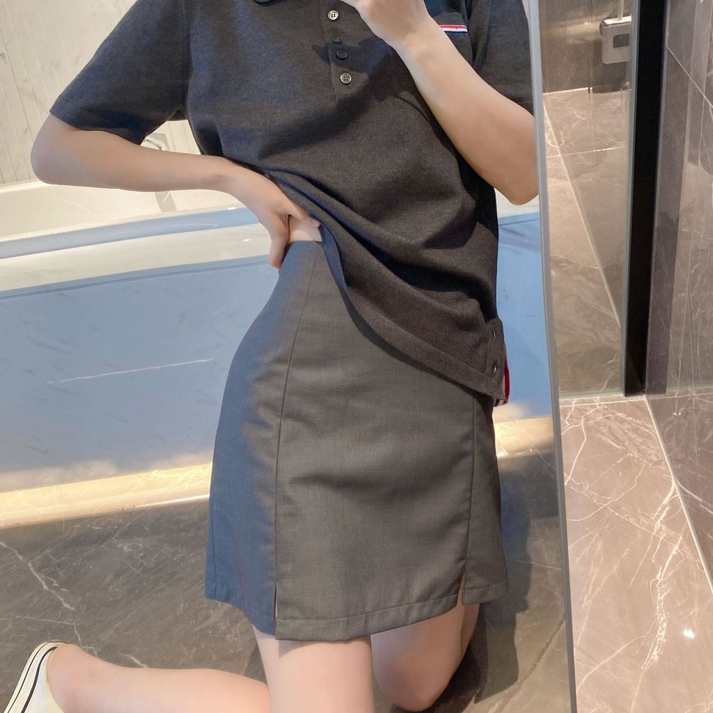 DGF6 TM Black slit suit skirt for women, summer high-waisted bodycon style a Short skirt, slimming h