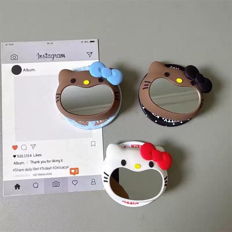 Hoạt Hình Hoạt Hình Silicone Mirror kitty Cat Thích Hợp Magsafe Giá Đỡ Điện Thoại Từ Tính Có Thể Thu