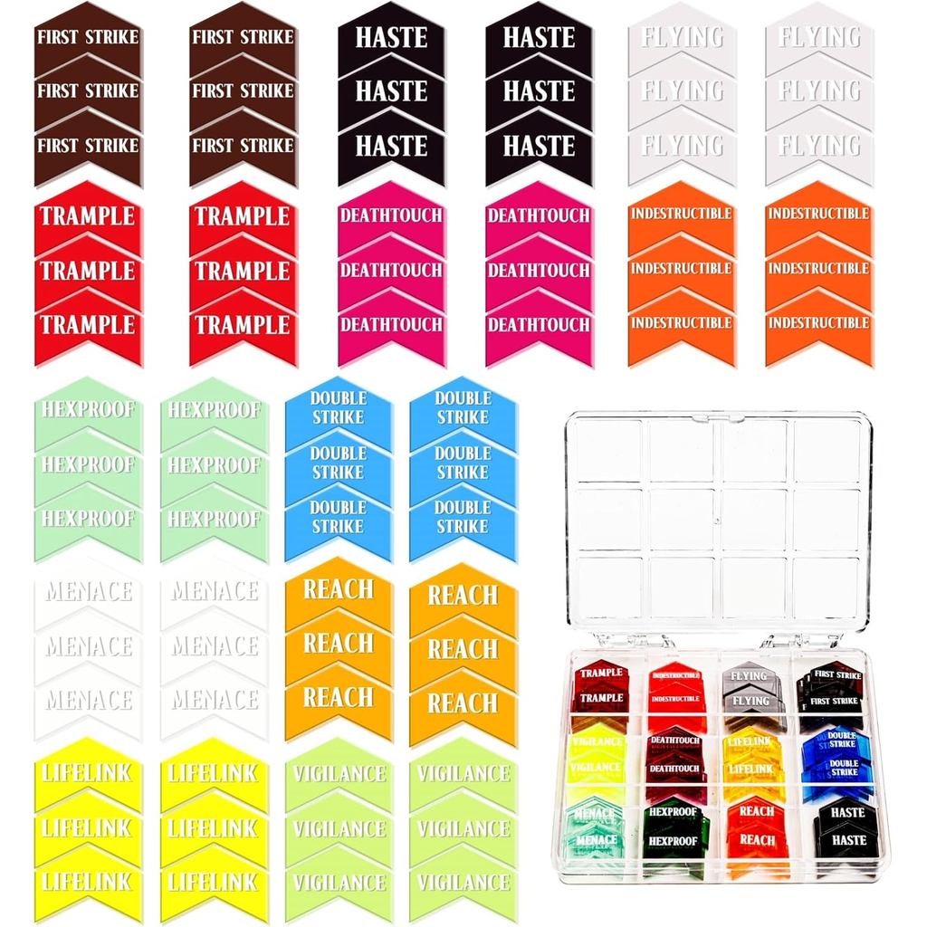 72 Miếng MTG Bộ đếm từ khóa có hộp ma thuật Tập hợp các chỉ số sinh vật MTG màu Buff Token Phụ kiện 