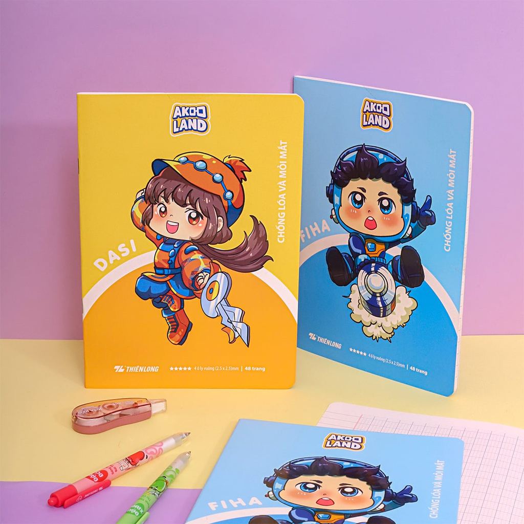 [MT] Combo 5/10 Tập học sinh chống lóa 48 trang 4 ô ly vuông 2.5mm 100gsm Thiên Long NB-115/AK - Mẫu
