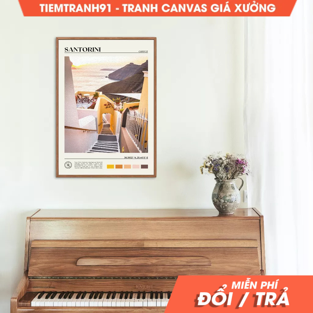 Tranh treo tường, Oil Paint, Santorini Wall Art, Santorini Poster, Santorini Photo, Santorini Decor,