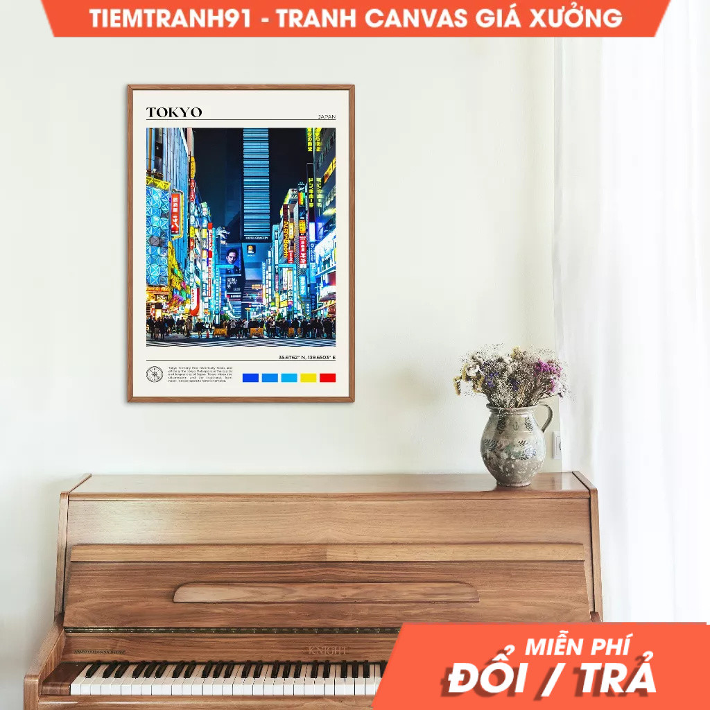 Tranh treo tường, Oil Paint, Tokyo Wall Art, Tokyo Poster, Tokyo Photo, Tokyo Wall Decor, Japan Post
