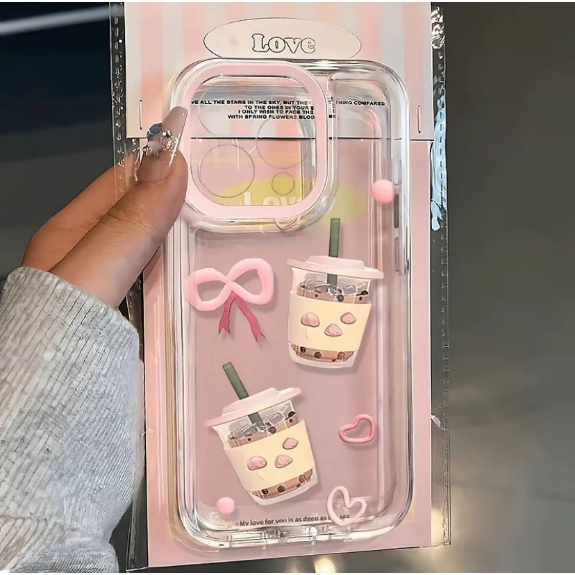 Mô hình trà sữa hoạt hình cho trường hợp iPhone17promax 161514plus Space Case 131211Pro