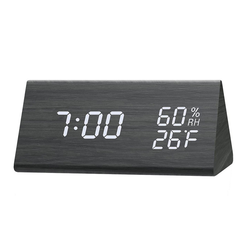 Popular~Wooden alarm clock Smart and Creative Best-Selling Silent Triangular Table Clock for Student