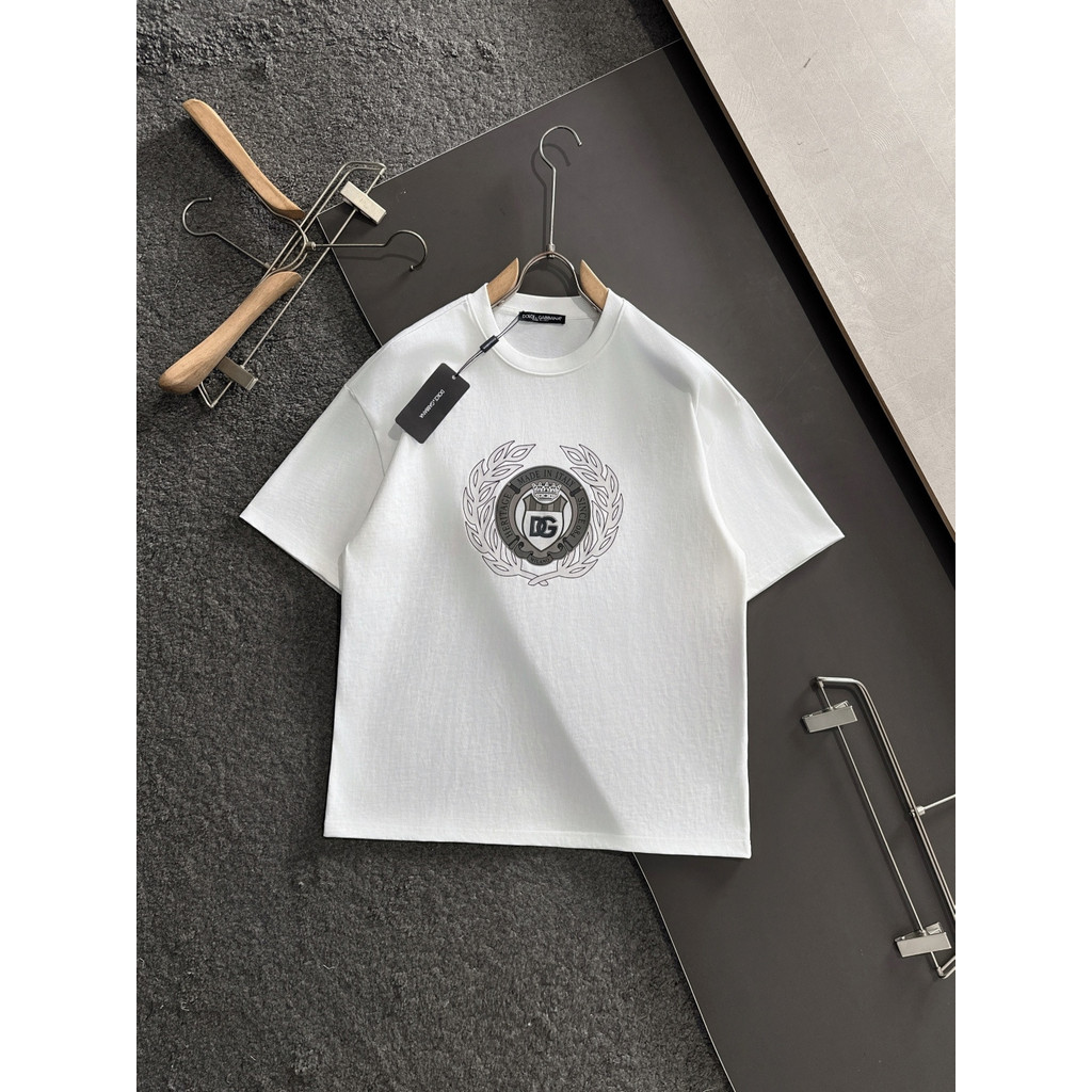Dolce & Gabbana Dolce & Gabbana Dolce & Gabbana Áo thun ngắn tay mùa hè Kích thước lớn Phong cách cổ