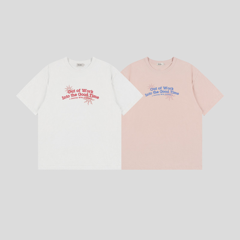 GOODBAI Out of Work slogan in hình tương phản Áo thun ngắn tay cổ tròn 100% Cotton cao cấp
