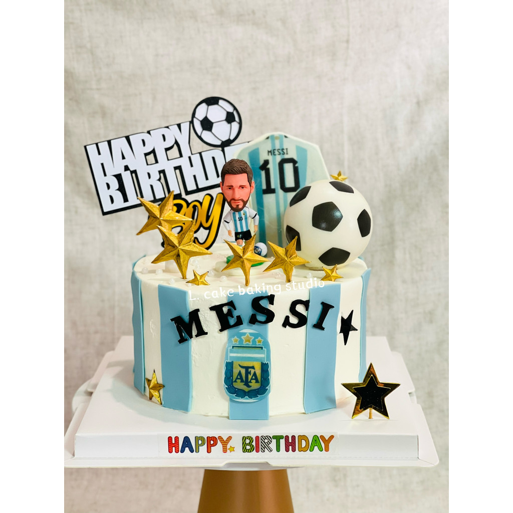 Trang trí bánh bóng đá Argentina Messi No. 10 Jersey C Luo Football Star Trophy Trang trí bánh Plug-
