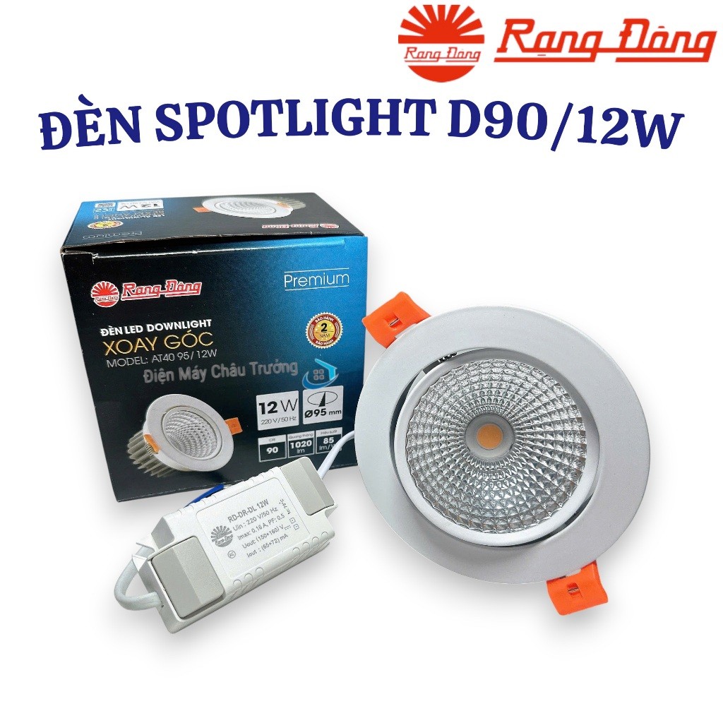 Đèn âm trần xoay góc phi 95/12W rạng Đông - Đèn spotlight Rạng đông AT40 95/12W