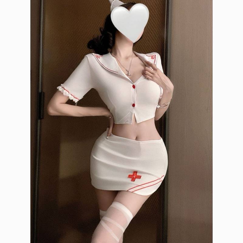 Bar Cosplay Suit Sexy Night Show Halloween Hip Skirt Tight Nurse Skirt mm7K