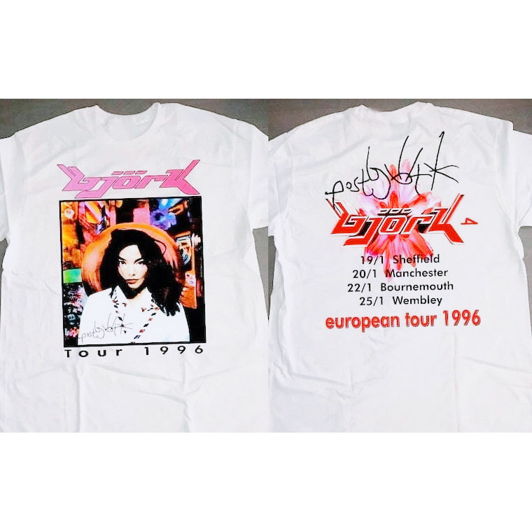 Mùa Hè Phù Hợp Với Áo Thun Trắng Âu Mỹ Nghệ Sĩ Bjork Tour Hai Mặt In Hình Rời Nam Nữ Cùng Phong Cách