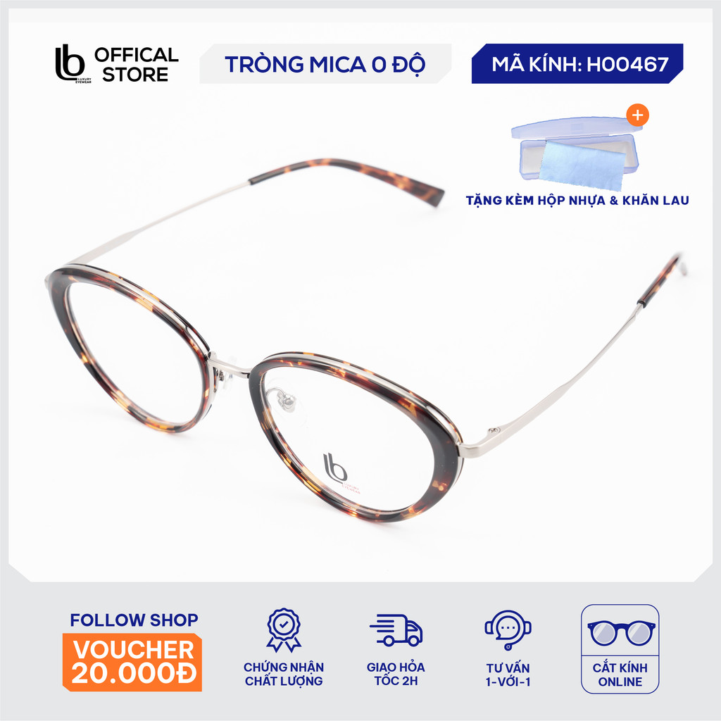 Gọng kính mắt mèo LB Eyewear H00467 gọng kính nữ nhựa dẻo bền tôn dáng mặt thanh lịch thời trang, nh