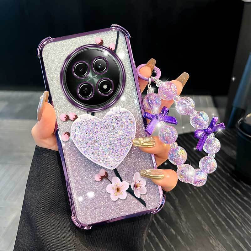 3 chiếc (Vỏ điện thoại hoa mận hoa + Dây buộc + Chân đế) Thích hợp cho Realme C65 5G Với cảm giác th