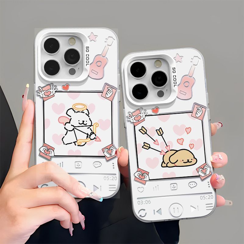Cup Cupid Golden Retriever Little White Dog Couple Phone Case Thích hợp cho Glory 80 / 9x / 1516 Red