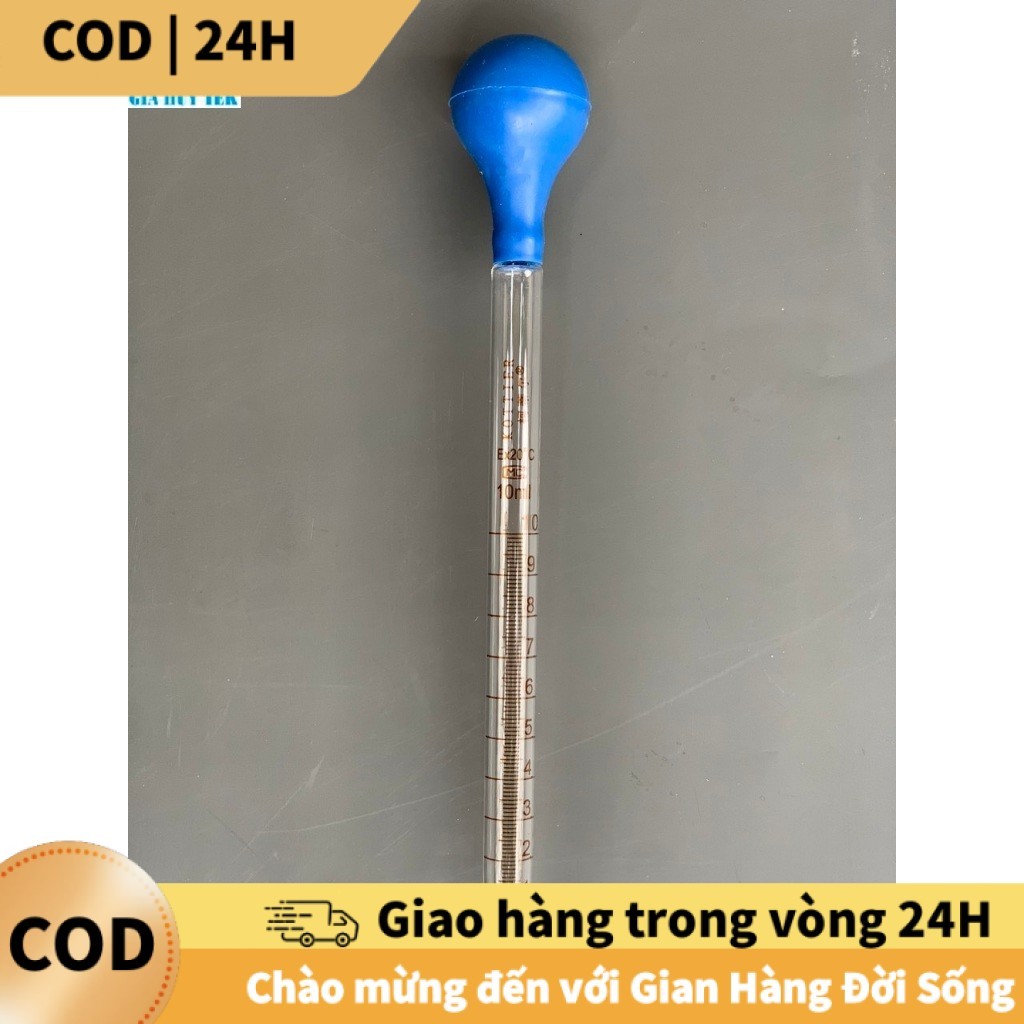 [COD] Ống Pipet Thủy Tinh 10ml + Bóp, Dụng Cụ Hút Chất Lỏng Cho Thí Nghiệm
