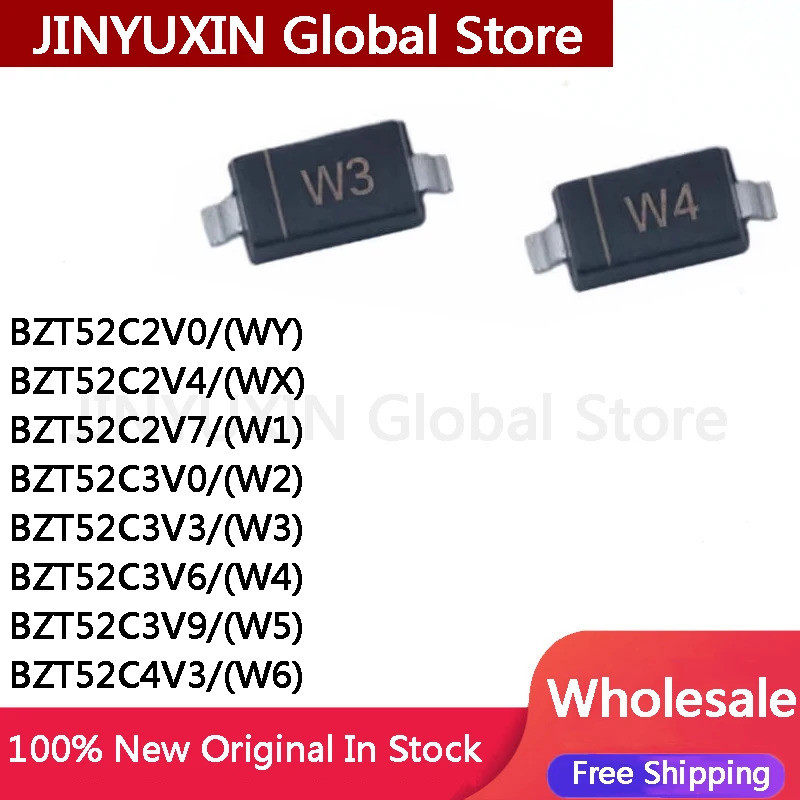 5 Chiếc BZT52C2V0 WY BZT52C2V4 WX BZT52C2V7 W1 BZT52C3V0 W2 BZT52C3V3 W3 BZT52C3V6 W4 BZT52C3V9 W5 B