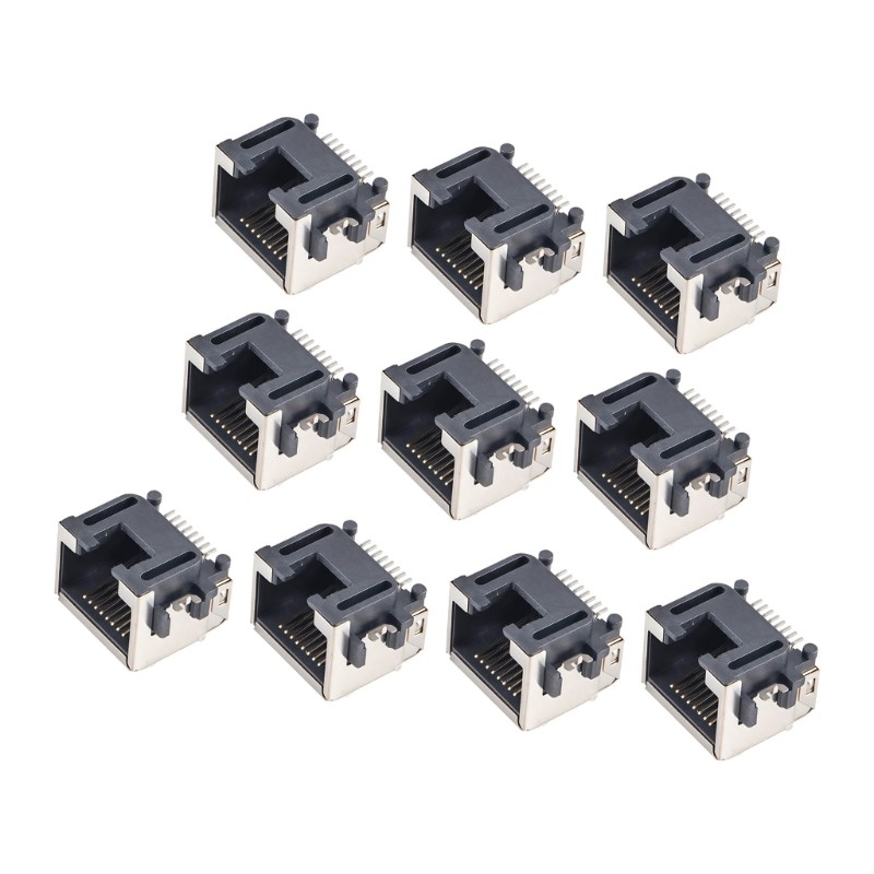 QJ Cấu Hình Thấp RJ45 Ổ Cắm 10 Chiếc RJ45 Ethernet Jack Cắm Kim Loại AntiEMI