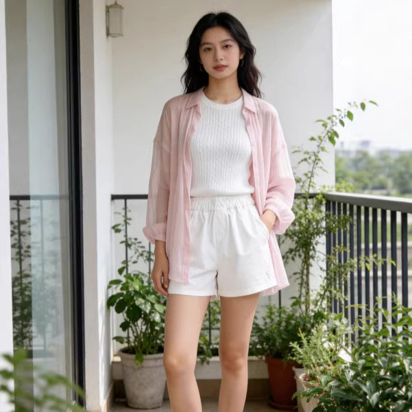 T5MR RL~Raf Summer Shorts with Horse Embroidery Logo Fashionable colorful elastic waist casual every