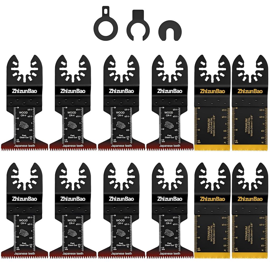 12 Lưỡi dao dao động titan, Lưỡi dao đa năng đa năng để cắt móng tay bằng nhựa và kim loại mềm, Bộ d