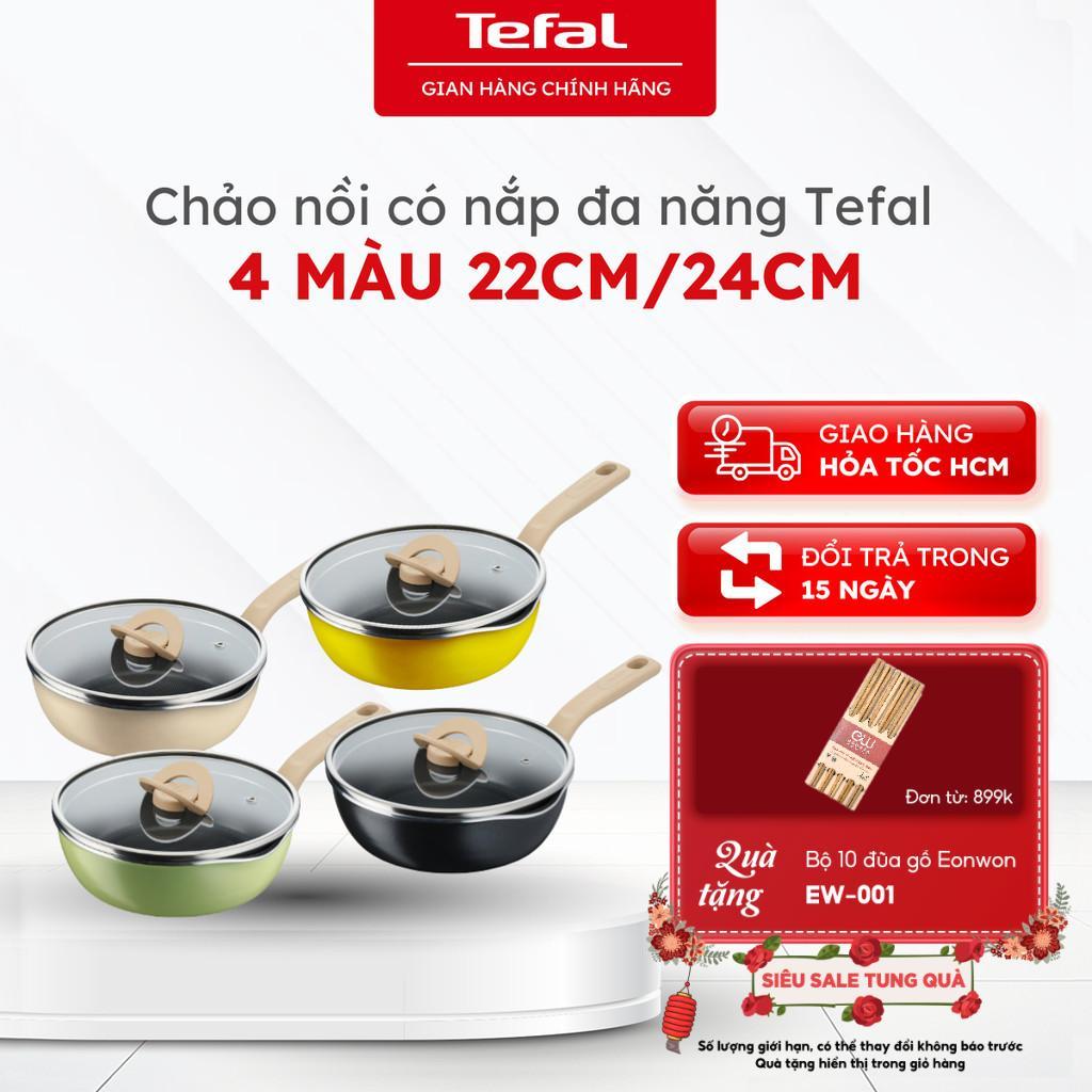 Chảo nồi có nắp đa năng Tefal One Pick Pot Pan 3in1,  size 22cm/24cm, nhiều màu| Bảo Hành 24 Tháng