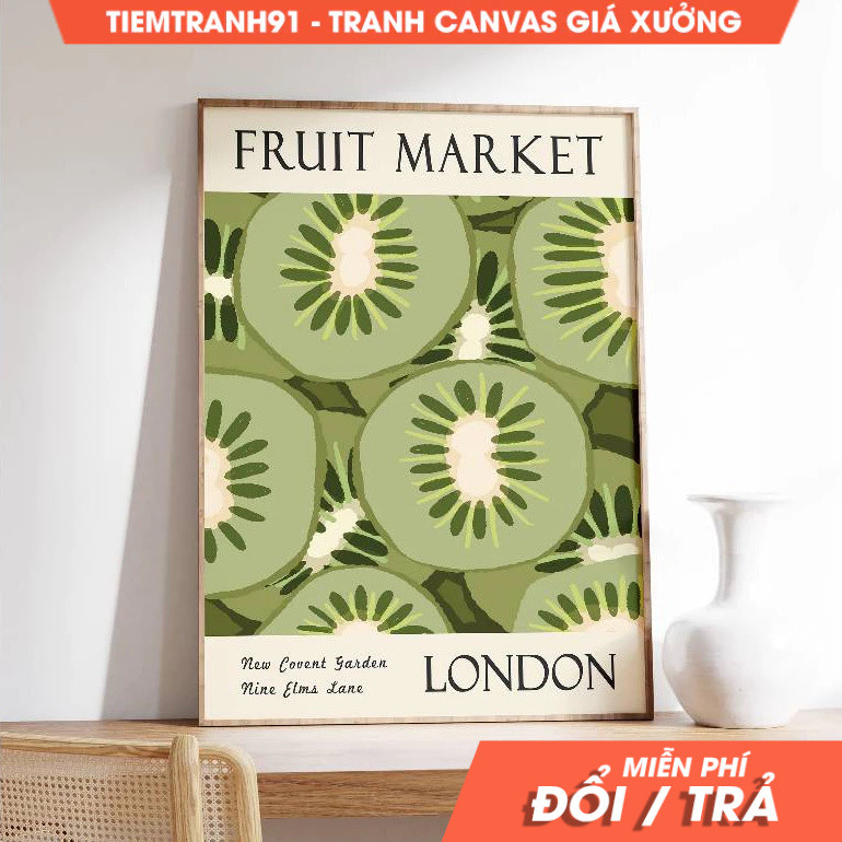 Tranh treo tường, Fruit Market Poster, Kiwi, Food and Drink Art, Fruit Decor, tặng kèm đinh treo, in