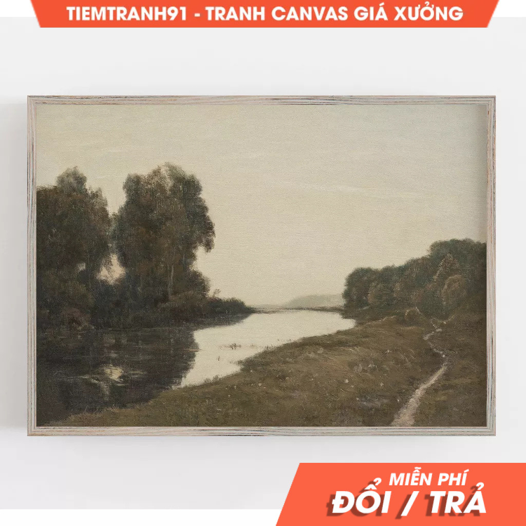 Tranh treo tường, River Wall Art, Vintage Wall Art, Antique Wall Decor, Farmhouse Wall Decor, tặng k