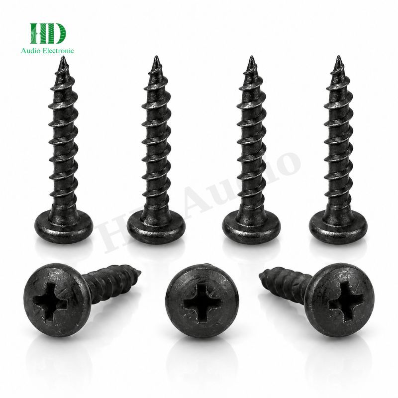 Ốc Vít Nhọn M4 = 4x25mm Bắt Thùng Loa Ren Thưa Taiwan Dài 25mm Màu Đen Chuyên Dùng Lắp Loa, Gỗ, Nhựa