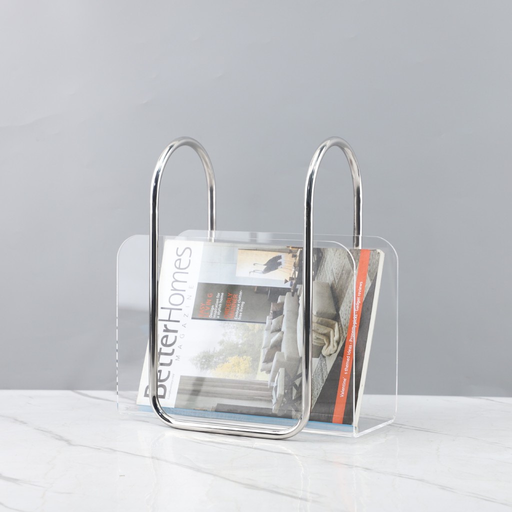 Modern minimalist transparent acrylic magazine rack, bookshelf, storage rack, decorative ornament, s