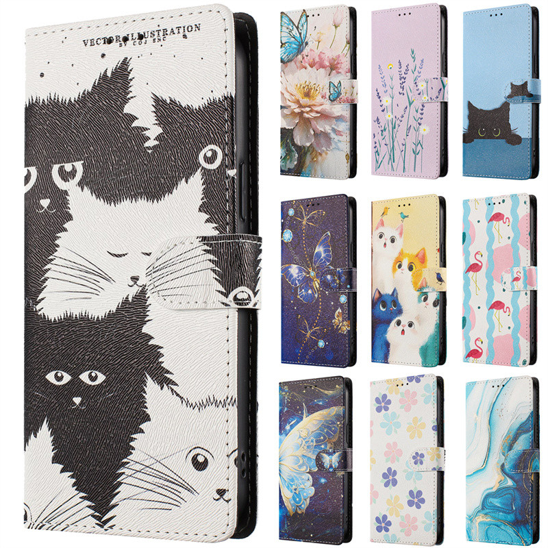 Dành Cho Google Pixel 8 7 6 Pro Flip Case Cho Google Pixel 8A 7A 6A 5A Ốp điện thoại Mèo Dễ Thương B