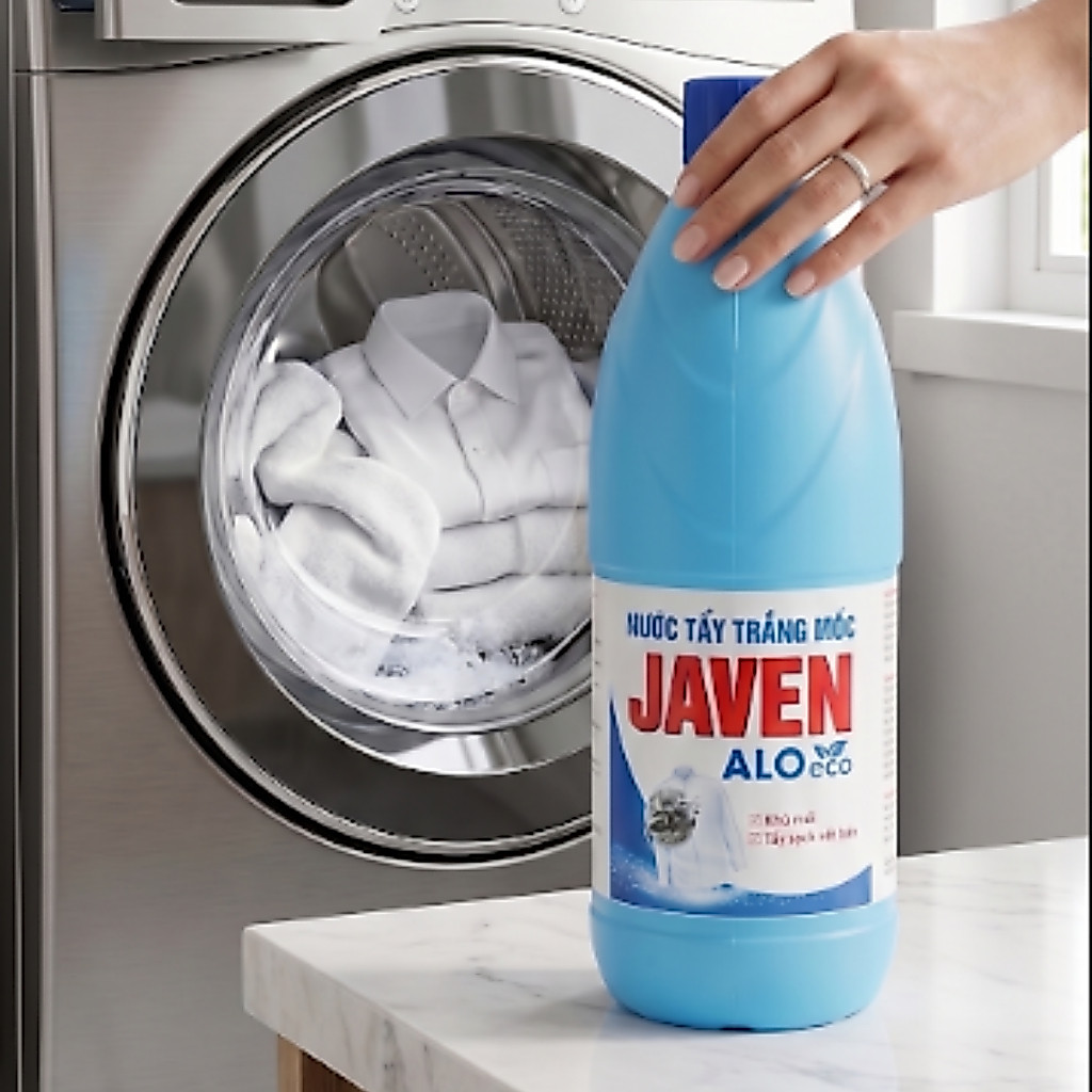 Nước Tẩy Trắng mốc Javen ALO ECo 1L, công dụng tẩy trắng, diệt khuẩn, khử mùi hôi, tẩy đồ sứ, nhựa.
