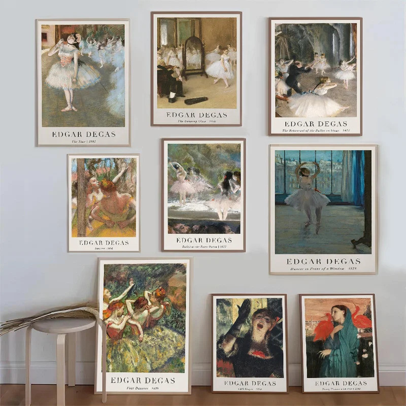 Họa Tiết Ấn Tượng Bậc Thầy Edgar Degas Ballerina Vũ Công Cổ Điển Áp Phích Vintage Phòng Vintage Than