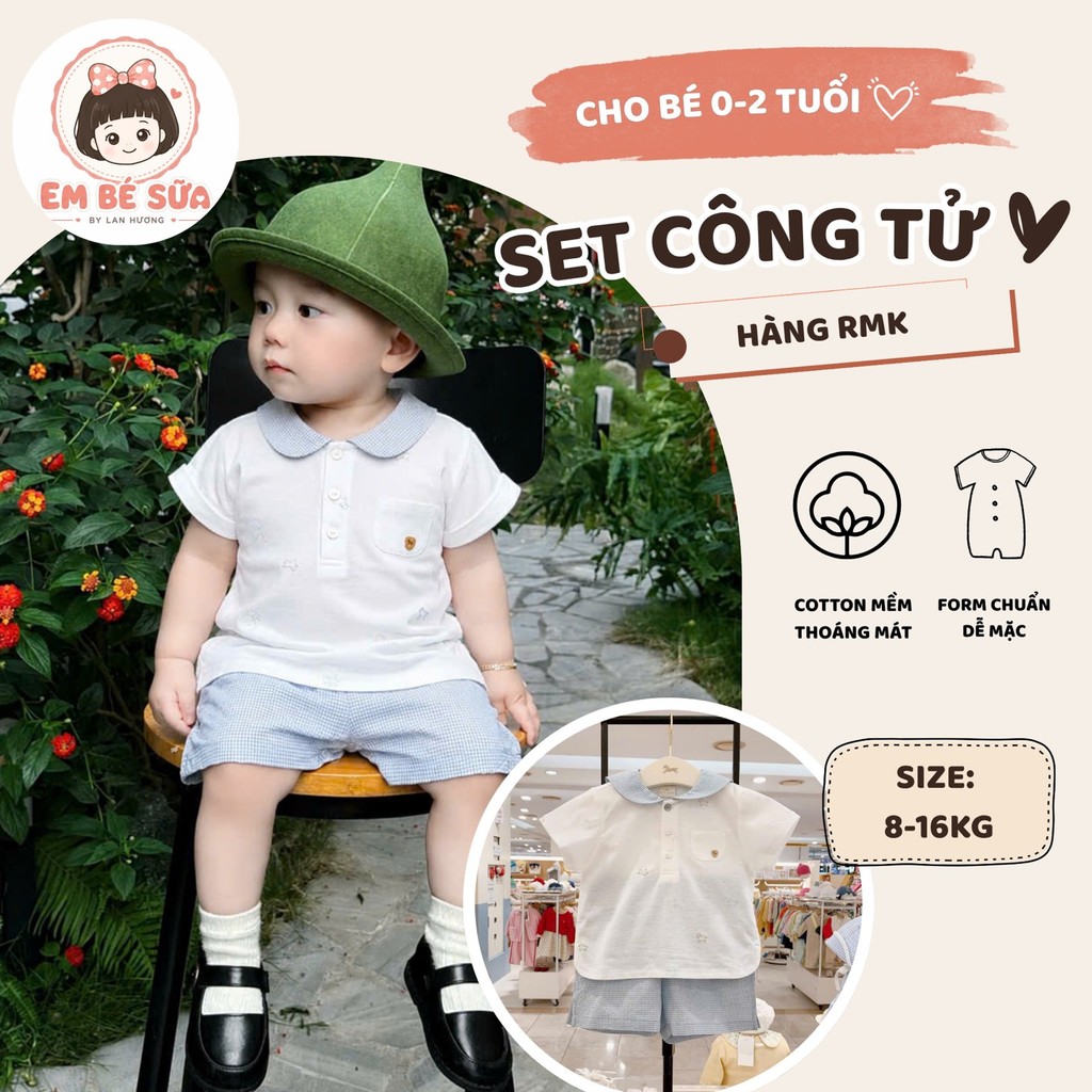 Set công tử Rmk Ettoi tone xanh cho bé từ 8kg