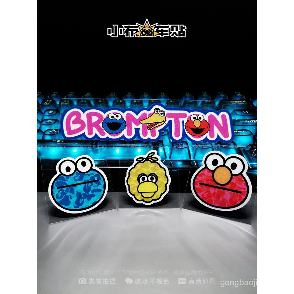 Sản Phẩm Mới BUBU Vải Nhỏ Xe Miếng Dán Chính Hãng Sesame Street Elmo Brompton Xe Đạp Top Ống logo Đổ