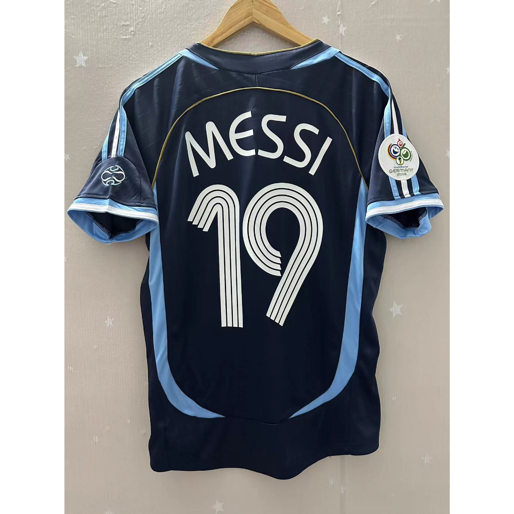 Phong Cách Retro 2006 Argentina MESSI RIQUELME Sân Khách Retro Áo Bóng Đá Tùy Chỉnh Áo Thun Bóng Đá-