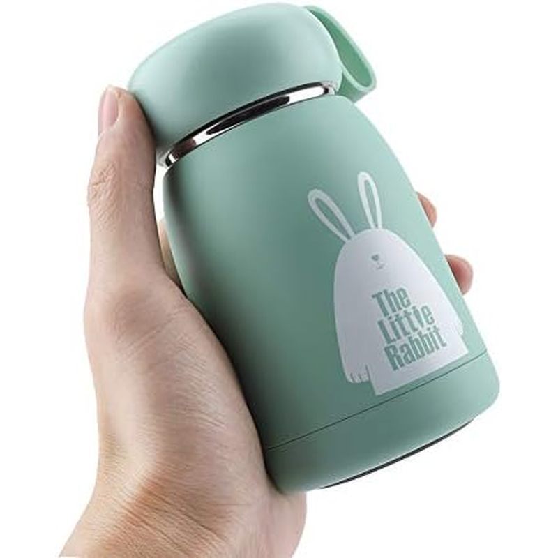 Mini Water Bottle, Flat Water Bottle,320ml Cute Pattern Stainless Steel Small Mini Hot Water Bottle 