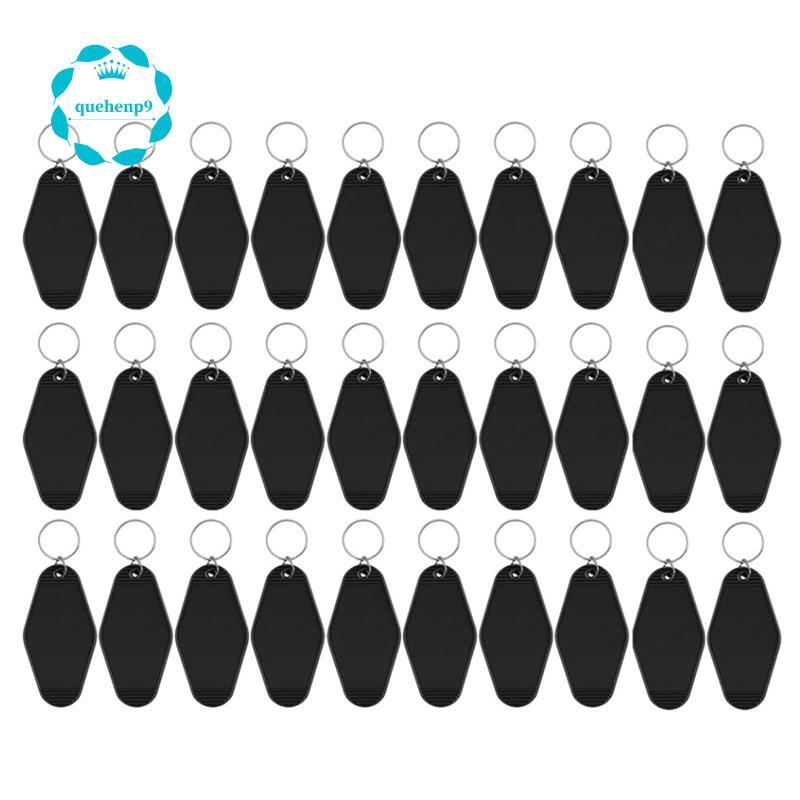 30Pack Motel Móc khóa Khoảng trống Vintage Motel Móc khóa cho Vinyl DIY Crafting Móc khóa màu đen