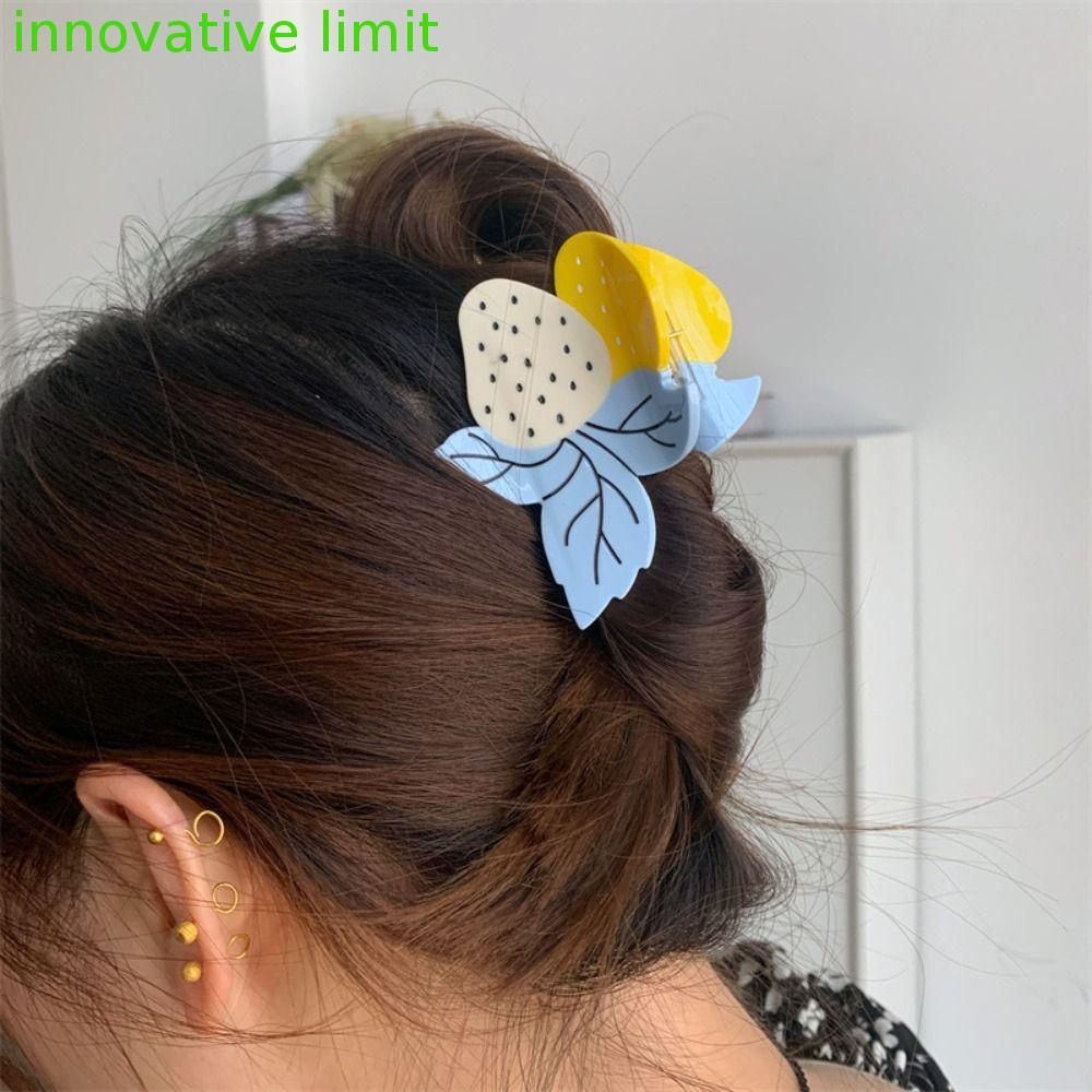 innovative limit INNOVATIVE LIMIT Dâu Acetate Kẹp Tóc, Kẹp Tóc Tinh Tế Trái Cây Acetate Móng Vuốt Kẹ