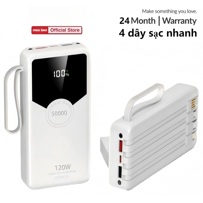 sạc dự phòng 50000mAh 80000mAh sạc nhanh pin 120W dung lượng lớn có sẵn nhiều dây sạc