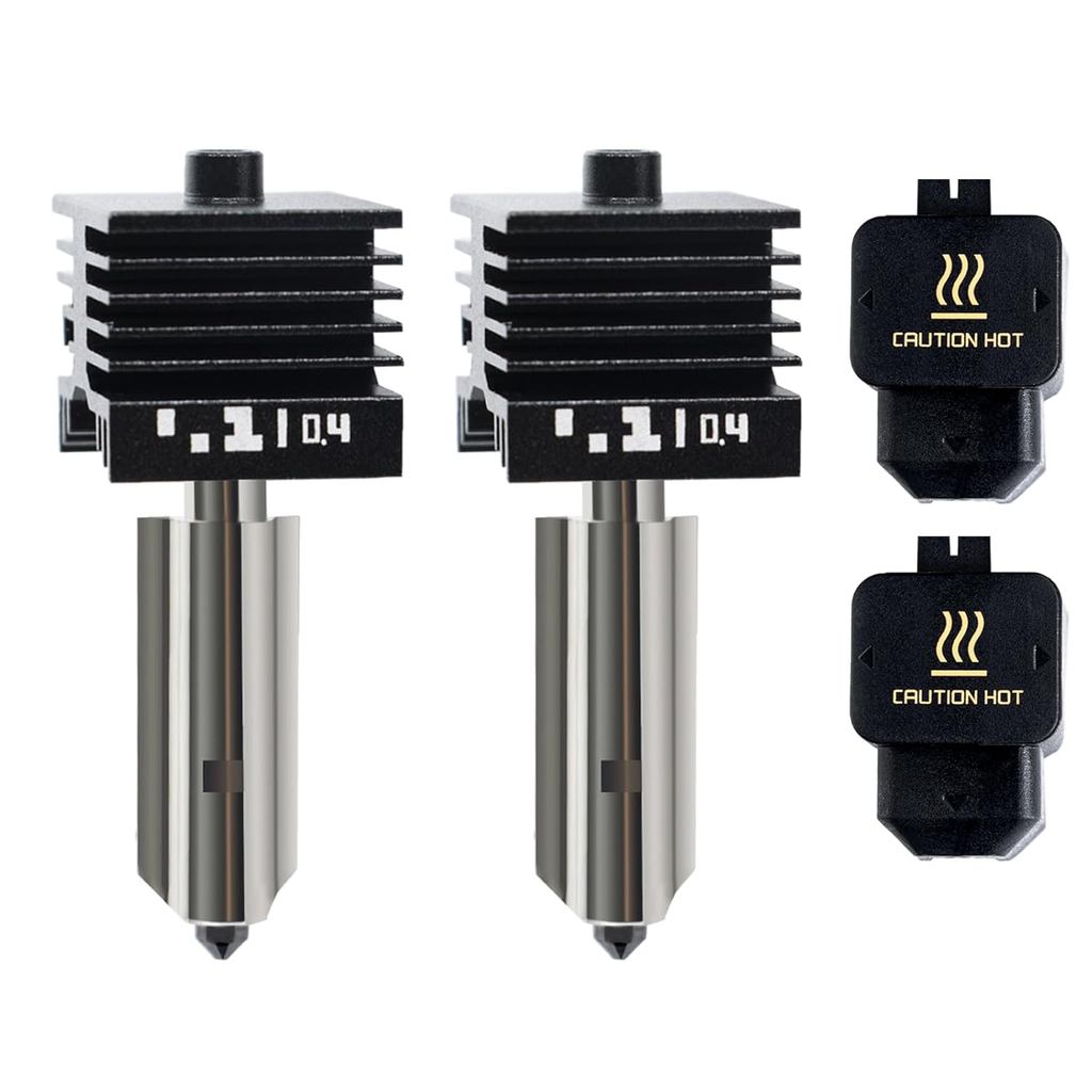 2 Cái 0.4mm P2S H2S H2D Hotend, Đầu phun thép cứng có thể tháo rời Bộ máy đùn Hotend cho Bambu Lab P