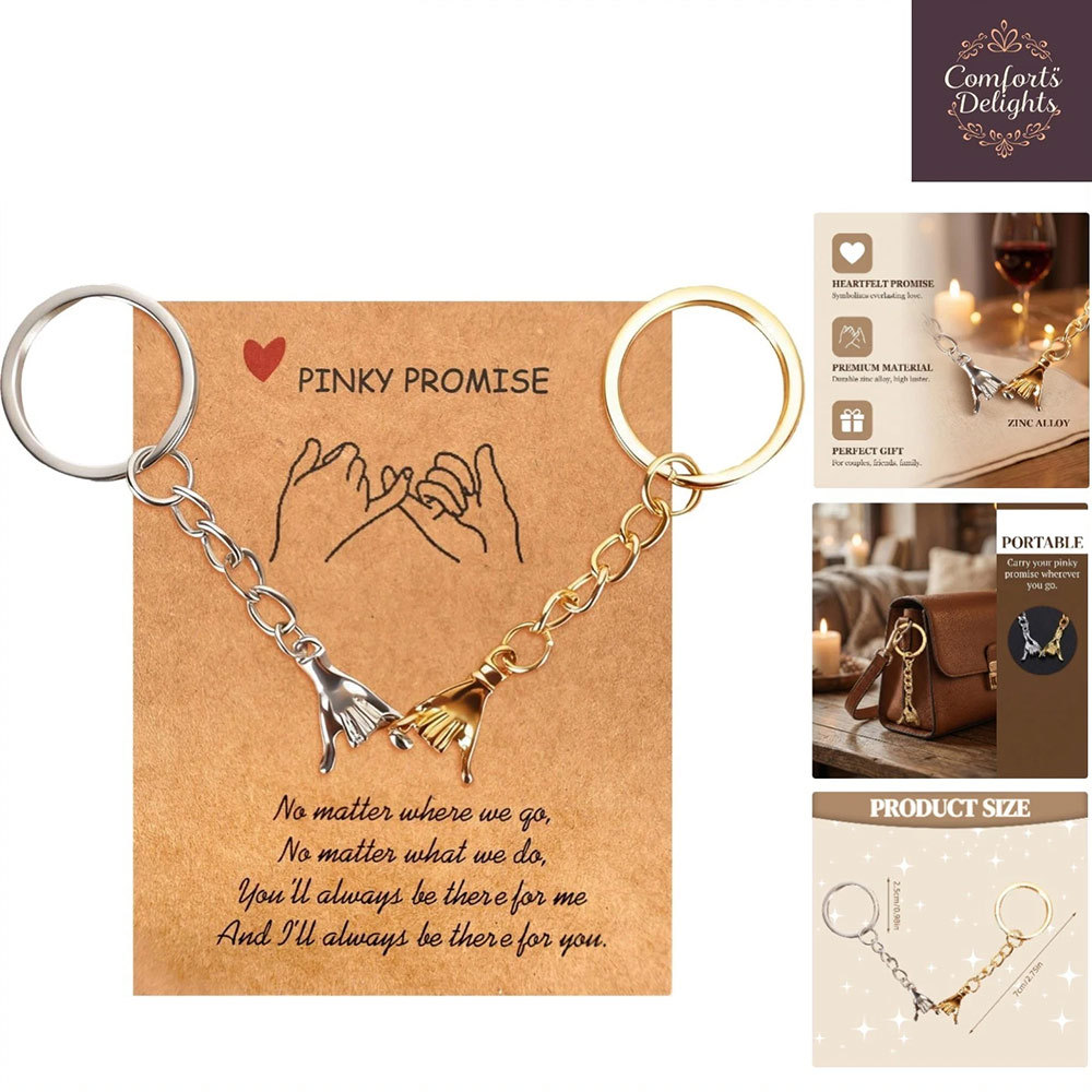 2Pcs Pinky Swear Key Chain, Mutual Handshake Design Keychains for Best Friend, Romantic Couple Match