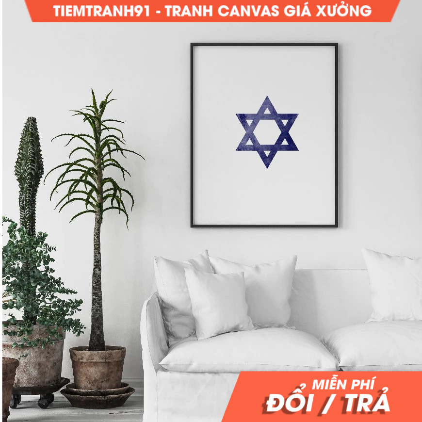 Tranh treo tường, Star of David, Jewish wall, blue David shield, spiritual poster, housewarming gift