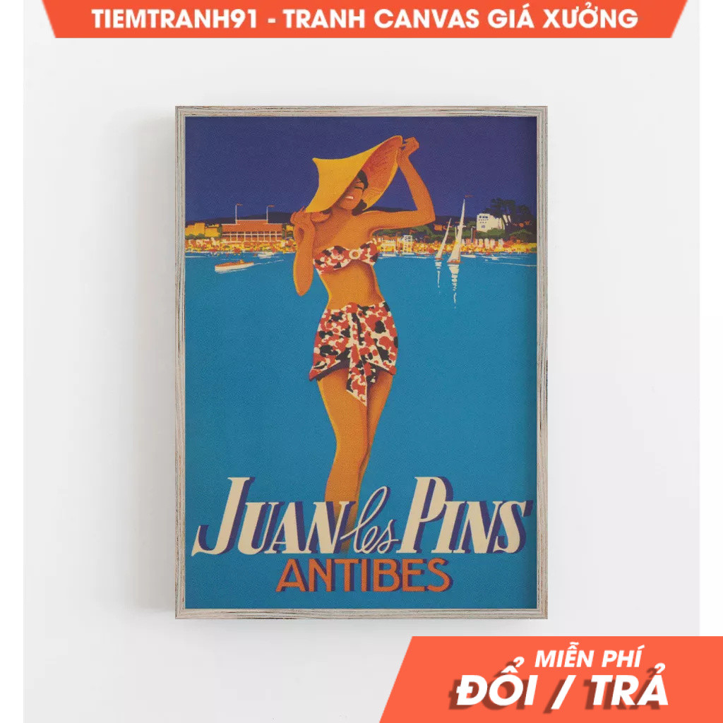 Tranh treo tường,Antibes France Print, Vintage France Art, French Riviera Art, Travel Poster, tặng k