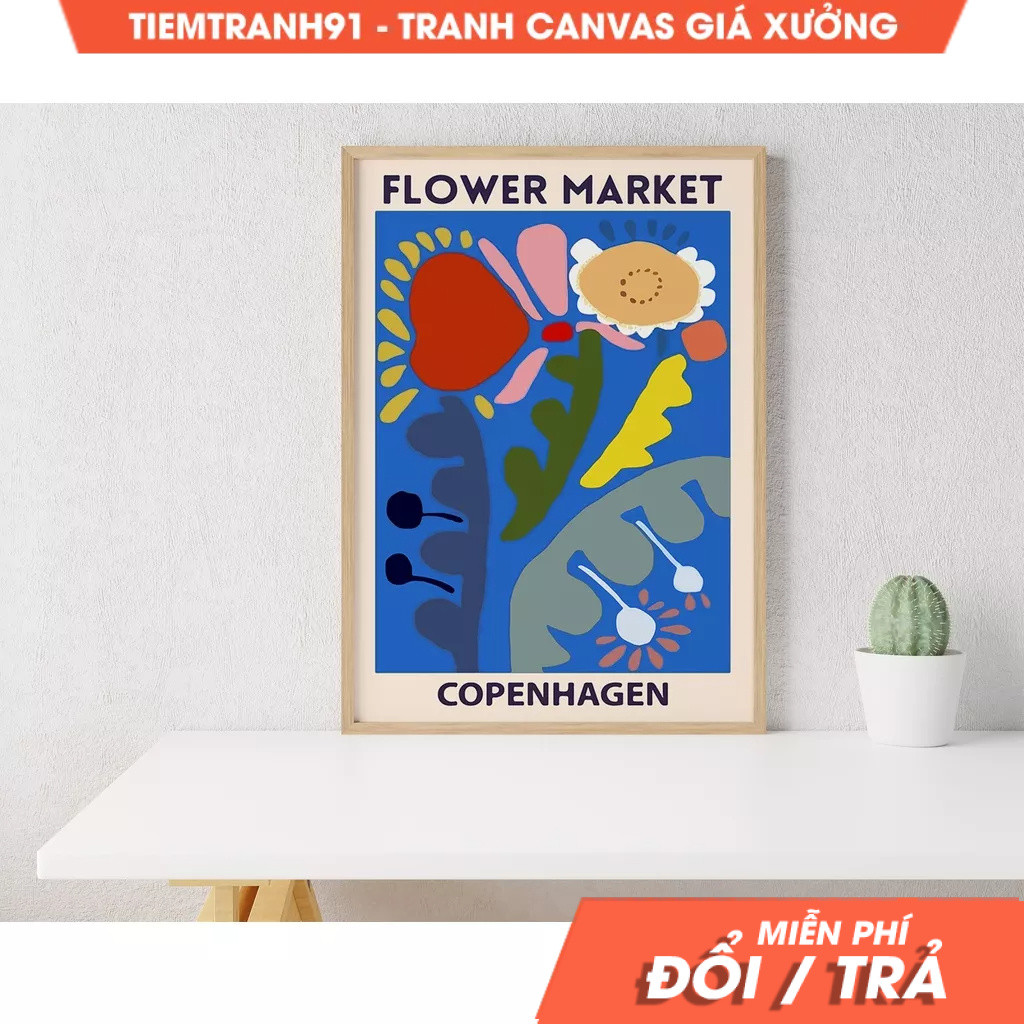 Tranh treo tường, Flower Market, Flower Market Copenhagen, Flower Market Flower Market Set, Blue Pla